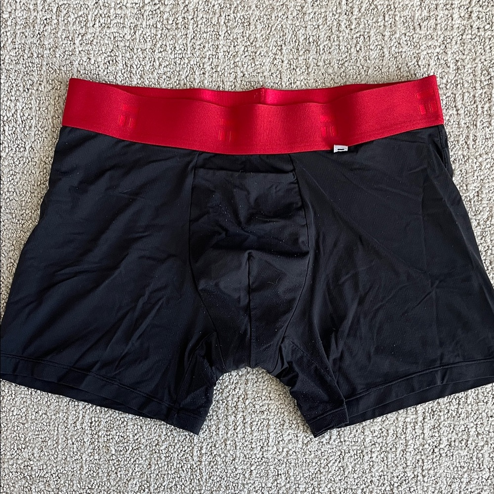 Tommy John Black Boxer Briefs with Vibrant Red Waistband